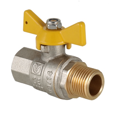 Кран газовый 1/2" В/Н бабочка жел Кран газовый 1/2" В/Н бабочка жел