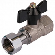 Кран шаровой с накидной гайкой прямой 1/2" х 1/2" В/В бабочка черн никель STOUT SVB-0009-000015