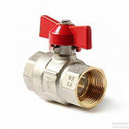 Кран шаровой 1" В/В бабочка крас латунь Pro Aqua SWB63-f25-f25