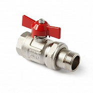 Кран шаровой американка прямой 1 1/4" В/Н бабочка крас никель IDEAL ITAP 098