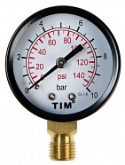 Манометр 10 бар 50 мм, радиальный 1/4" TIM Y-50-10