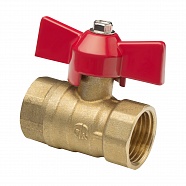 Кран шаровой 1" В/В бабочка крас латунь AQUALINK 04788