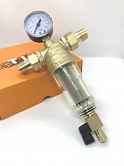 Фильтр промывной 1/2" Н/Н с манометром, прозрачный TIM JH-1002