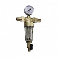 Фильтр промывной 1" Н/Н с манометром, прозрачный TIM JH-3002