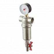 Фильтр промывной 3/4" В/В никель с манометром VALTEC VT.389.N.05